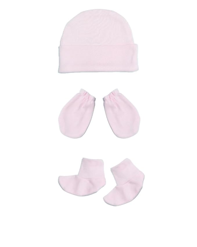 Rosa Mystica New Born Baby Infant Soft Cotton Mitten Sets with Cap and Booties (Set of 4, Multi Color)
