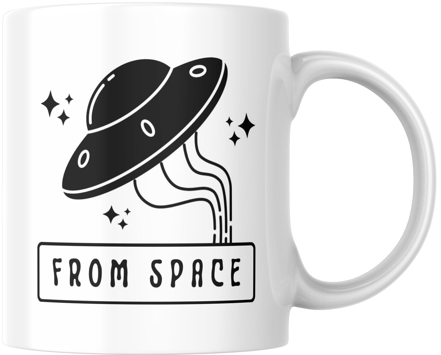 Rosa Mystica Glossy Printed Coffee Mug/Cup for Tea Coffee Lovers in Cute Rocket in Space Print Ceramic Mug 300 ml - White Brand: Rosa Mystica