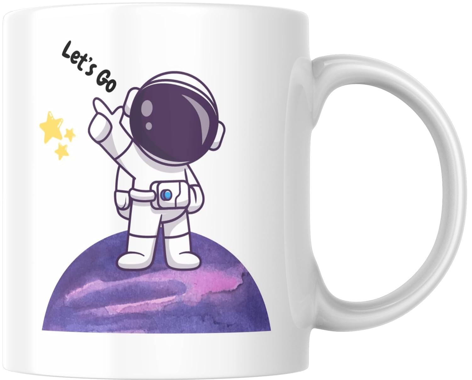 Rosa Mystica Glossy Printed Coffee Mug/Cup for Tea Coffee Lovers in Cute Rocket in Space Print Ceramic Mug 300 ml - White Brand: Rosa Mystica