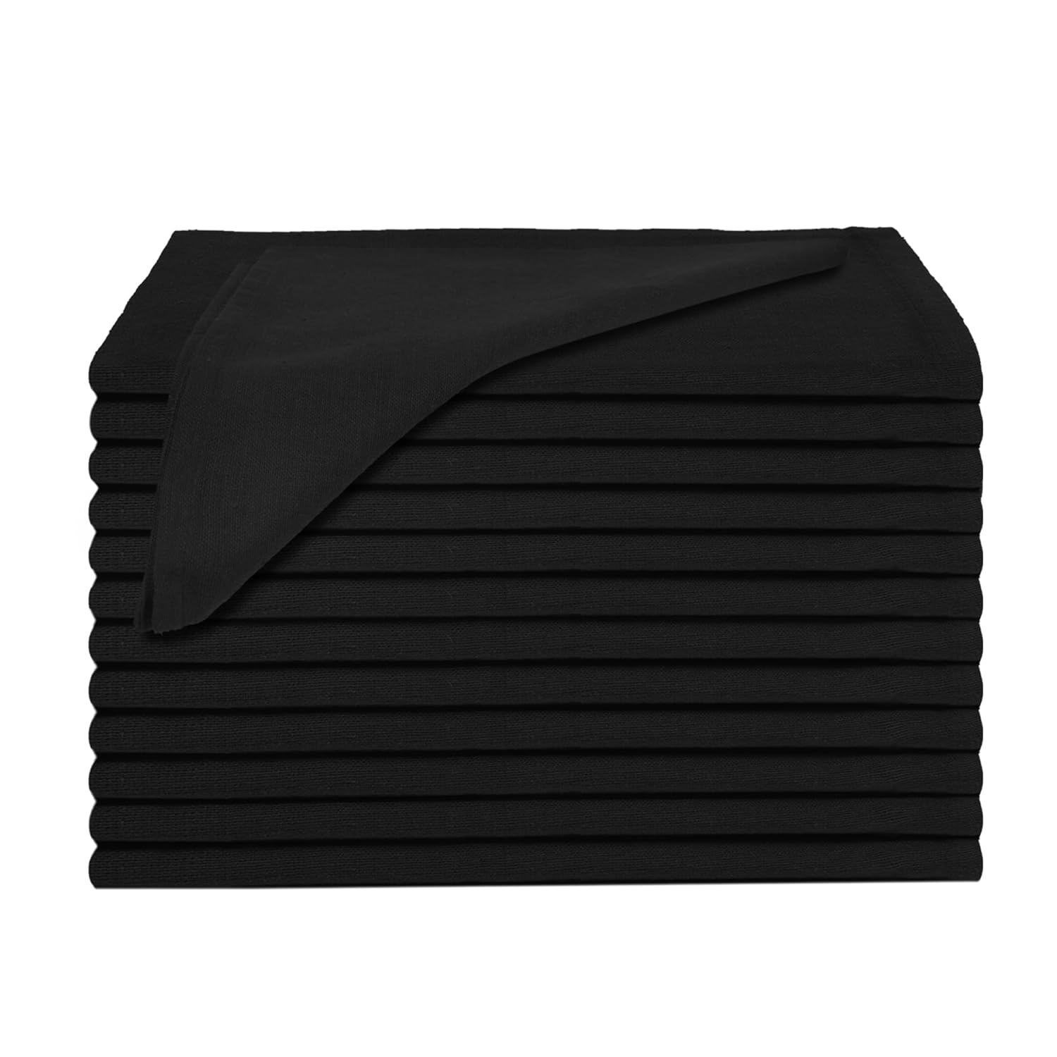 Rosa Mystica Cloth Napkins 18x18 Inches, 85% Cotton 15% Linen Dinner Napkins with Hemmed Edges, Washable Napkins Ideal for Parties, Weddings and Dinners (Black, Pack of 6)