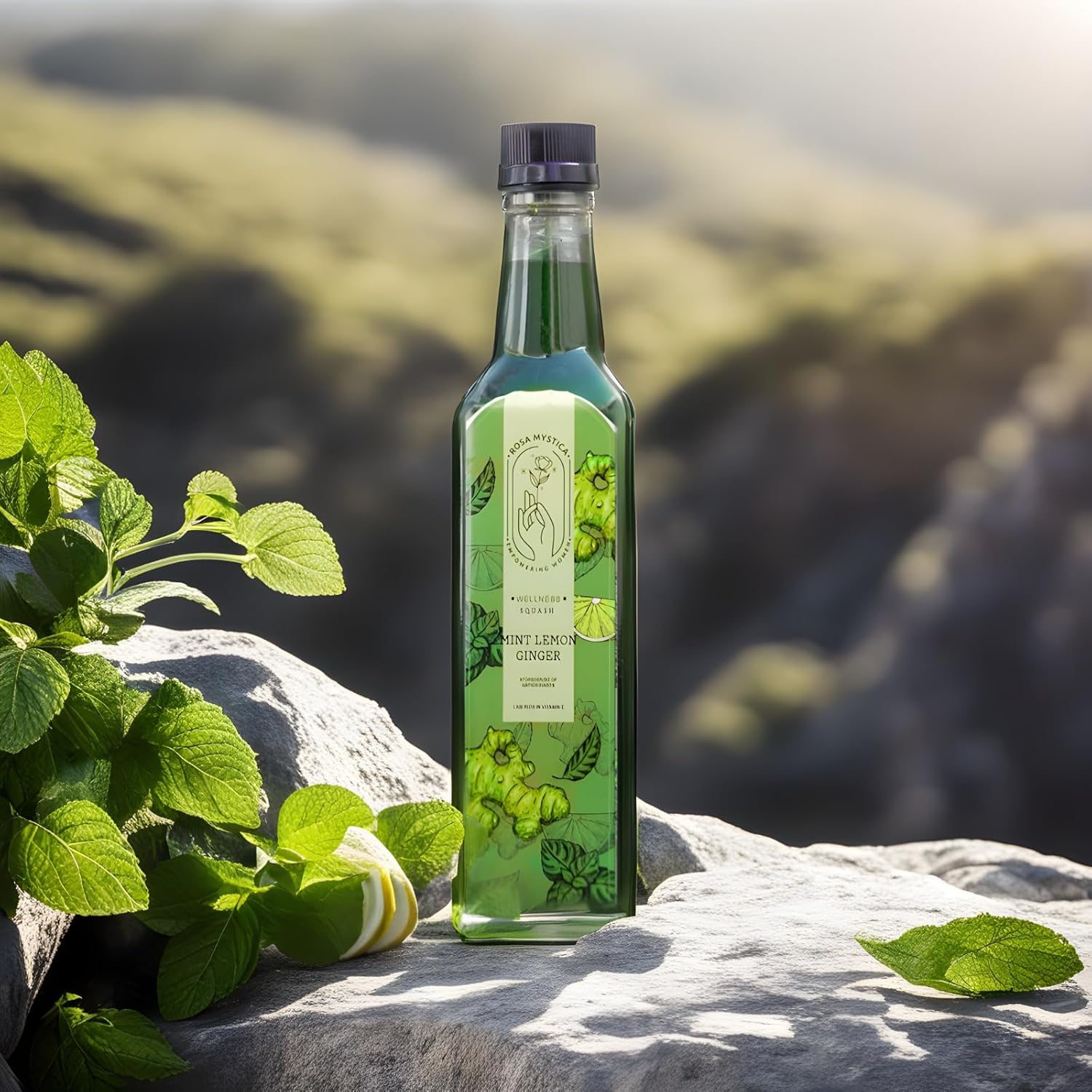 Rosa Mystica Lemon Ginger Mint Squash – Refreshing Summer/Winter Drink