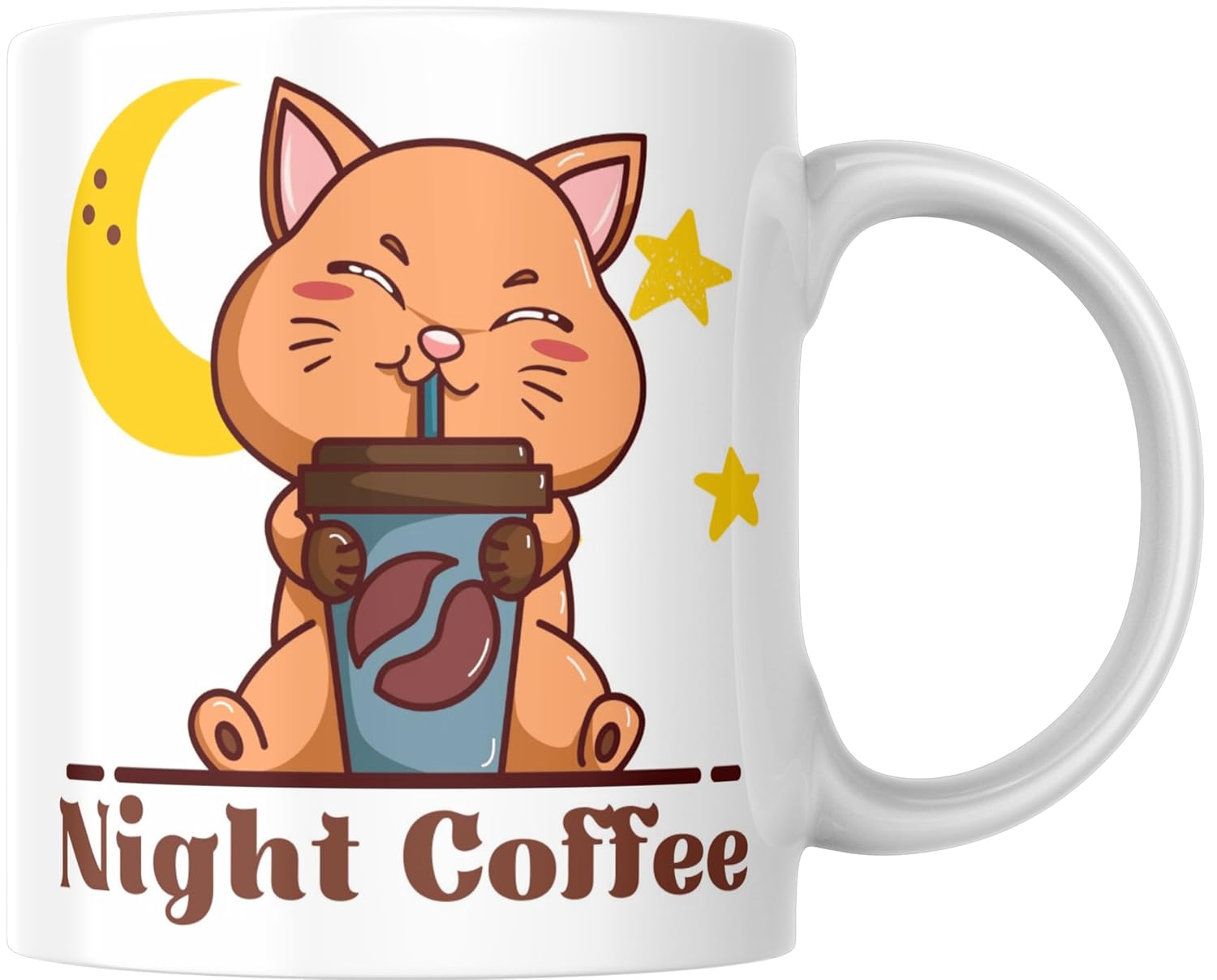 Rosa Mystica Designer Printed Coffee Mug/Cup for Coffee/Tea Lovers (Night Coffee Design Print) Ceramic Mug 300 ml - White