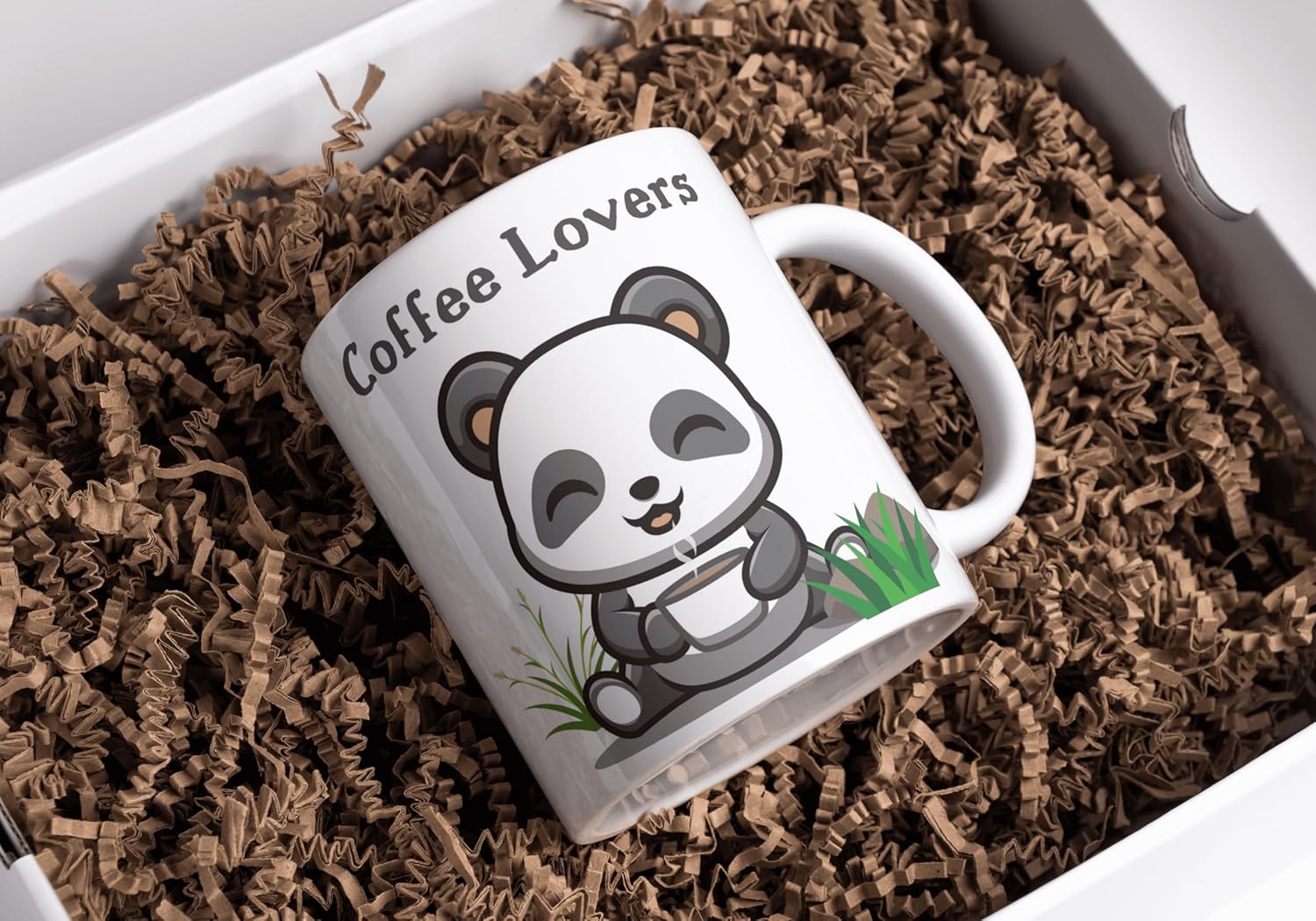 Rosa Mystica Glossy Printed Coffee Mug/Cup for Tea Coffee Lovers in Cute Coffee Lover Panda Print Ceramic Mug 300 ml - White