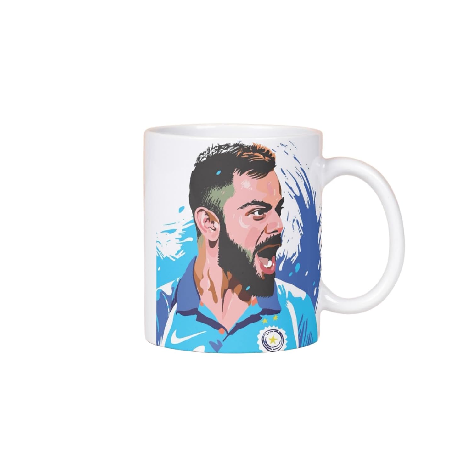Rosa Mystica Virat Kohli Printed Coffee Mug Gift for Cricket Lovers | Mug for Virat Fans | Gift for Cricket Fans Brother, Friend, Boss, Colleagues (White) - 300 ml