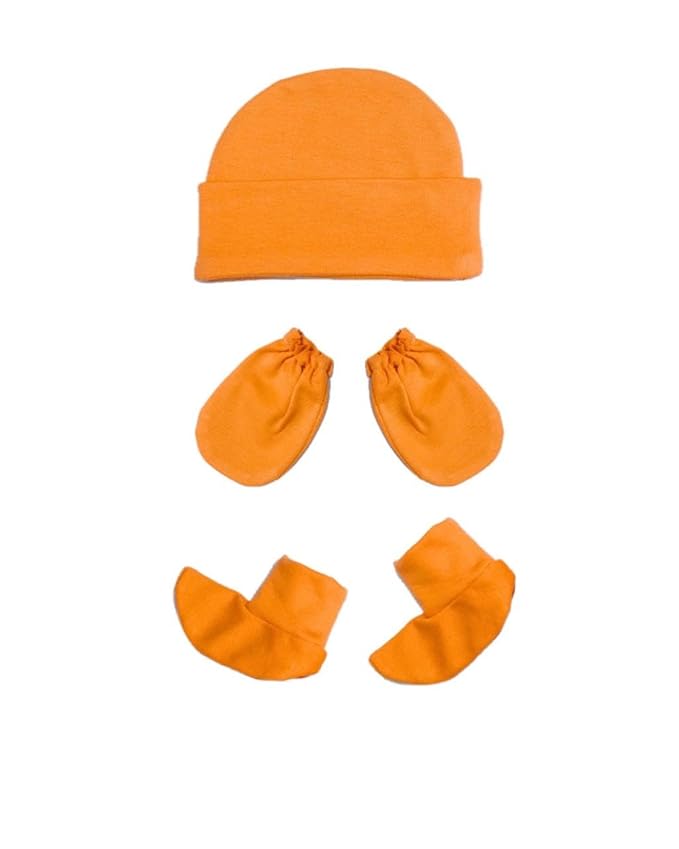 Rosa Mystica New Born Baby Infant Soft Cotton Mitten Sets with Cap and Booties (Set of 4, Multi Color)