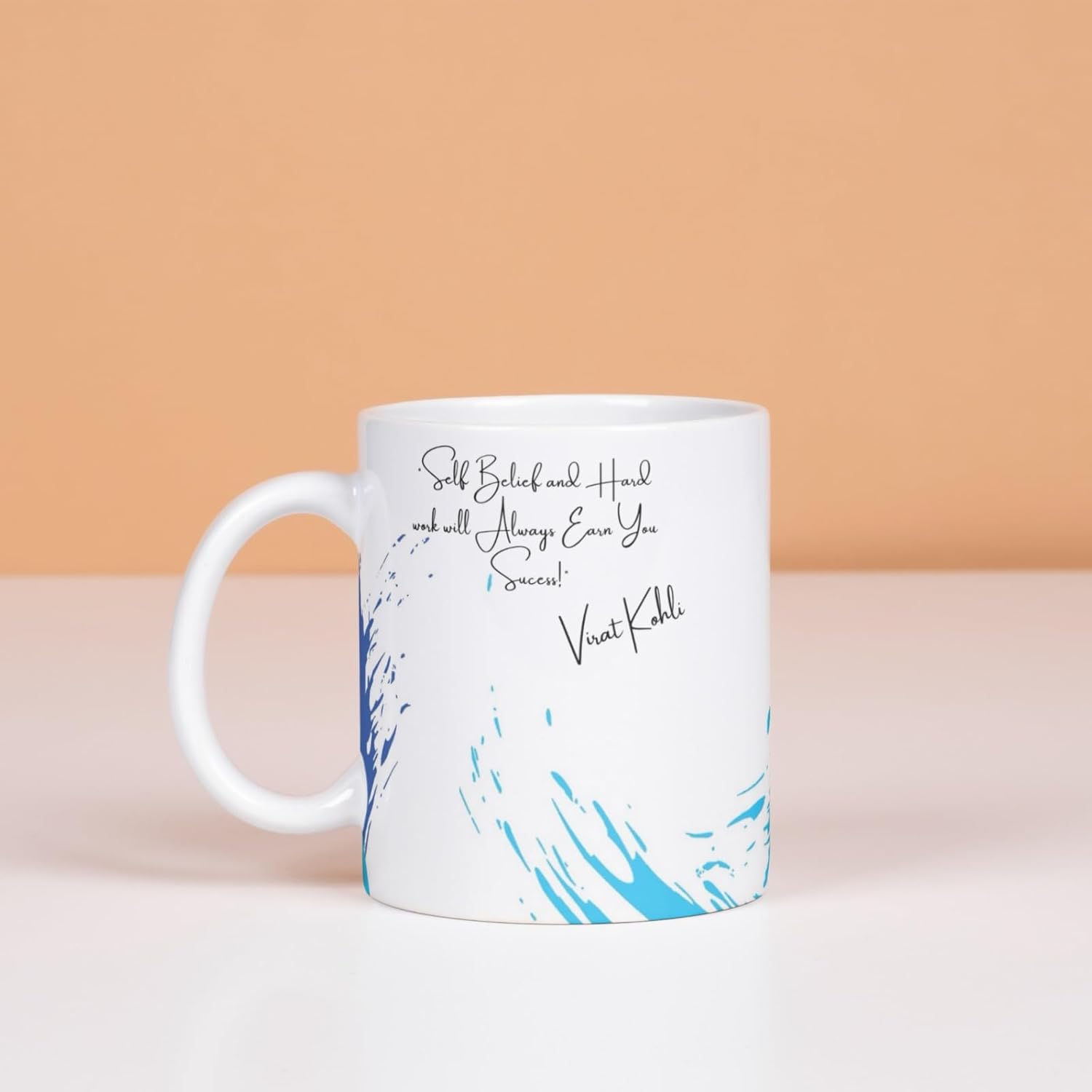 Rosa Mystica Virat Kohli Printed Coffee Mug Gift for Cricket Lovers | Mug for Virat Fans | Gift for Cricket Fans Brother, Friend, Boss, Colleagues (White) - 300 ml