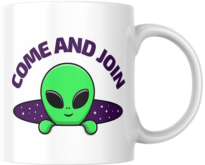 Rosa Mystica Glossy Printed Coffee Mug/Cup for Tea Coffee Lovers in Cute Rocket in Space Print Ceramic Mug 300 ml - White Brand: Rosa Mystica