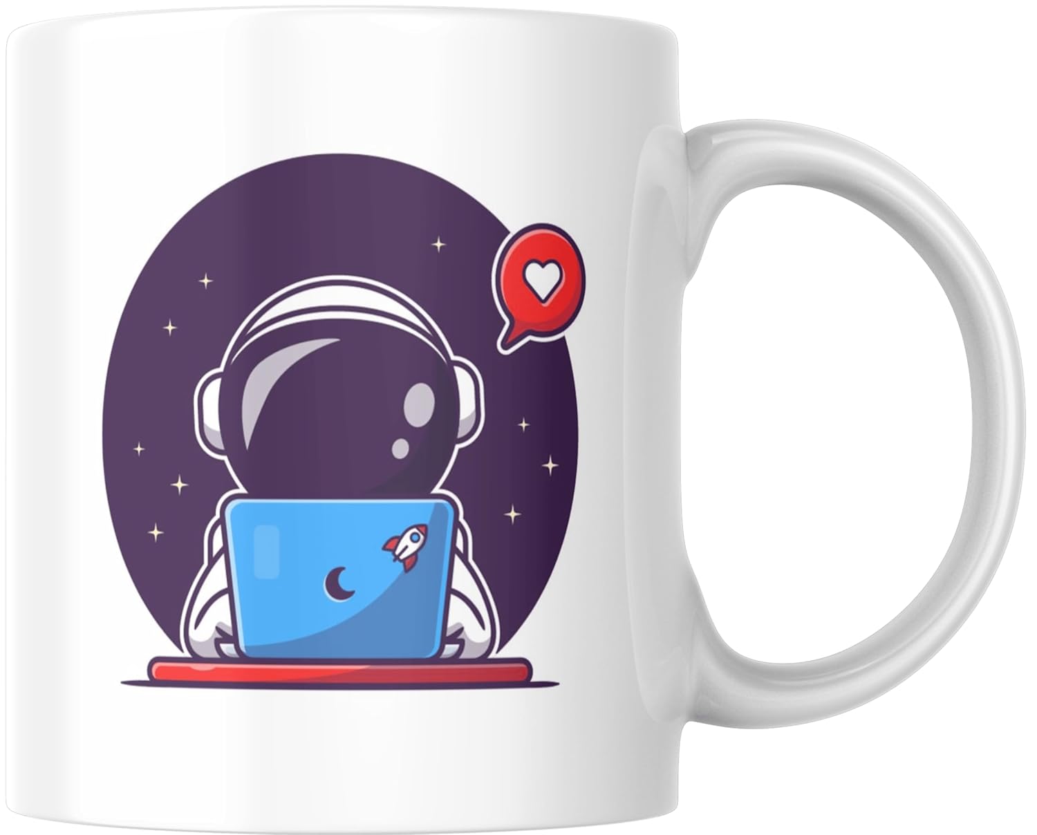 Rosa Mystica Glossy Printed Coffee Mug/Cup for Tea Coffee Lovers in Cute Rocket in Space Print Ceramic Mug 300 ml - White Brand: Rosa Mystica