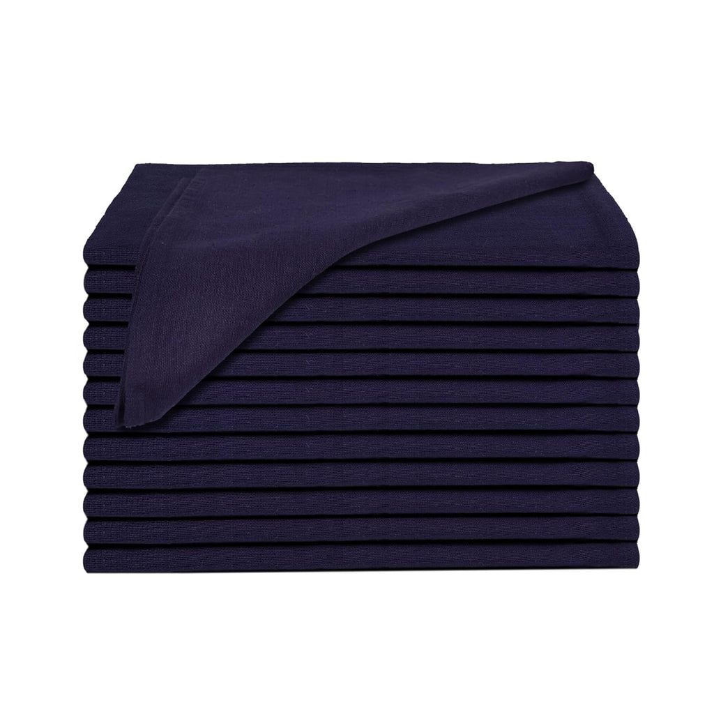 Rosa Mystica Cloth Napkins 18x18 Inches, 85% Cotton 15% Linen Dinner Napkins with Hemmed Edges, Washable Napkins Ideal for Parties, Weddings and Dinners (Carbon Black, Pack of 6)