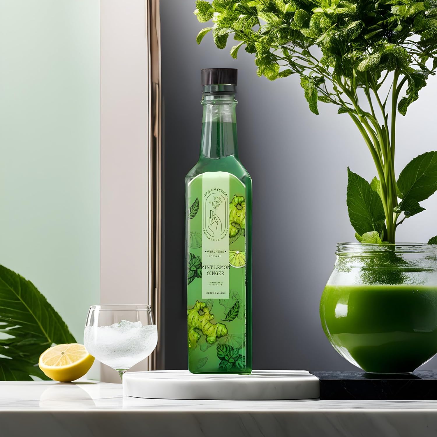 Rosa Mystica Lemon Ginger Mint Squash – Refreshing Summer/Winter Drink