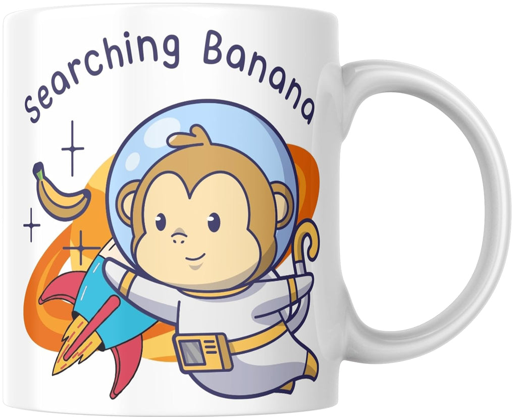 Rosa Mystica Glossy Printed Coffee Mug/Cup for Tea Coffee Lovers in Cute Rocket in Space Print Ceramic Mug 300 ml - White Brand: Rosa Mystica