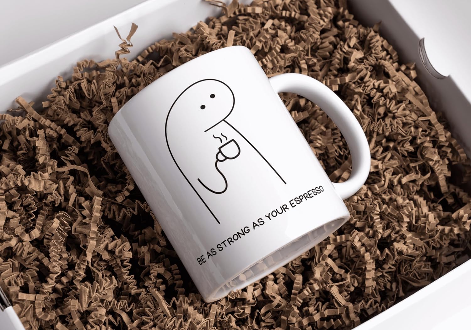 Rosa Mystica Quoted Coffee Mug (Be Strong As Espresso) White Ceramic Coffee Mug Gift for Friendship Day, Valentine’s Day, Birthday – 300 ml