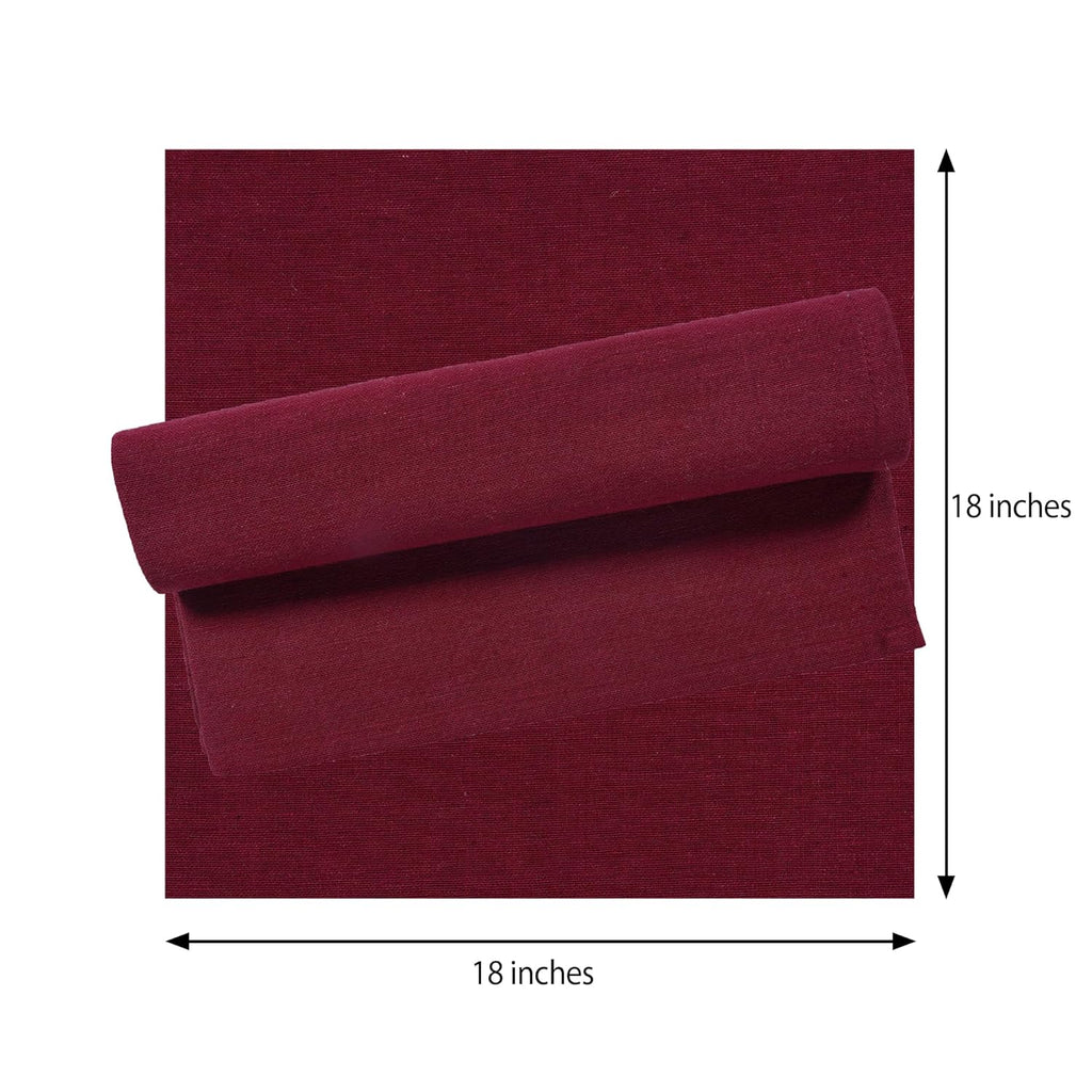 Rosa Mystica Cloth Napkins 18x18 Inches, 85% Cotton 15% Linen Dinner Napkins with Hemmed Edges, Washable Napkins Ideal for Parties, Weddings and Dinners (Burgundy, Pack of 6)