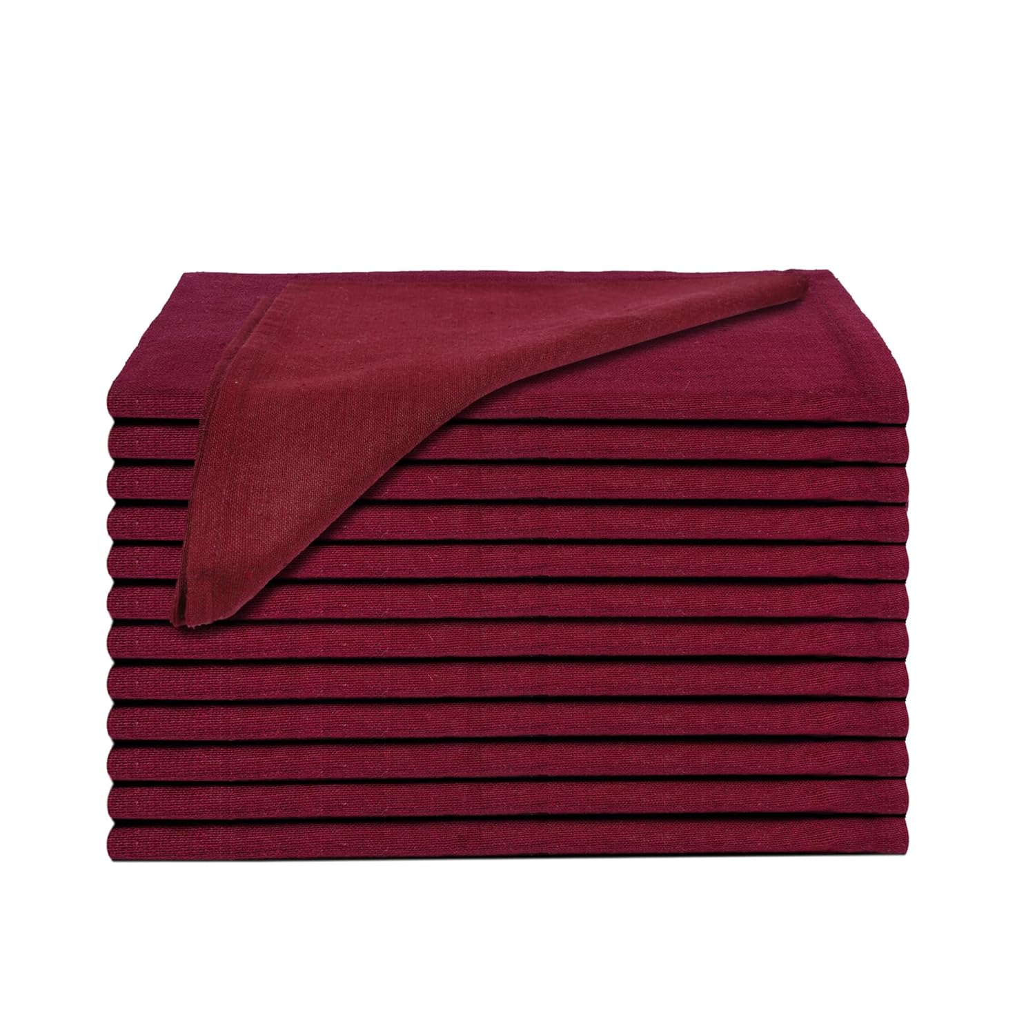 Rosa Mystica Cloth Napkins 18x18 Inches, 85% Cotton 15% Linen Dinner Napkins with Hemmed Edges, Washable Napkins Ideal for Parties, Weddings and Dinners (Burgundy, Pack of 6)