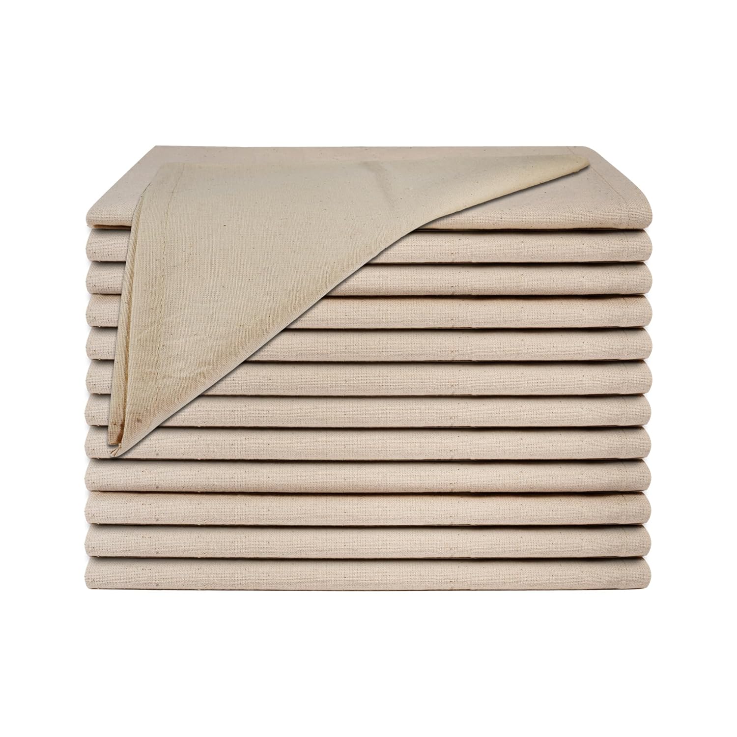 Rosa Mystica Cloth Napkins 18x18 Inches, 85% Cotton 15% Linen Dinner Napkins with Hemmed Edges, Washable Napkins Ideal for Parties, Weddings and Dinners (Natural, Pack of 6)