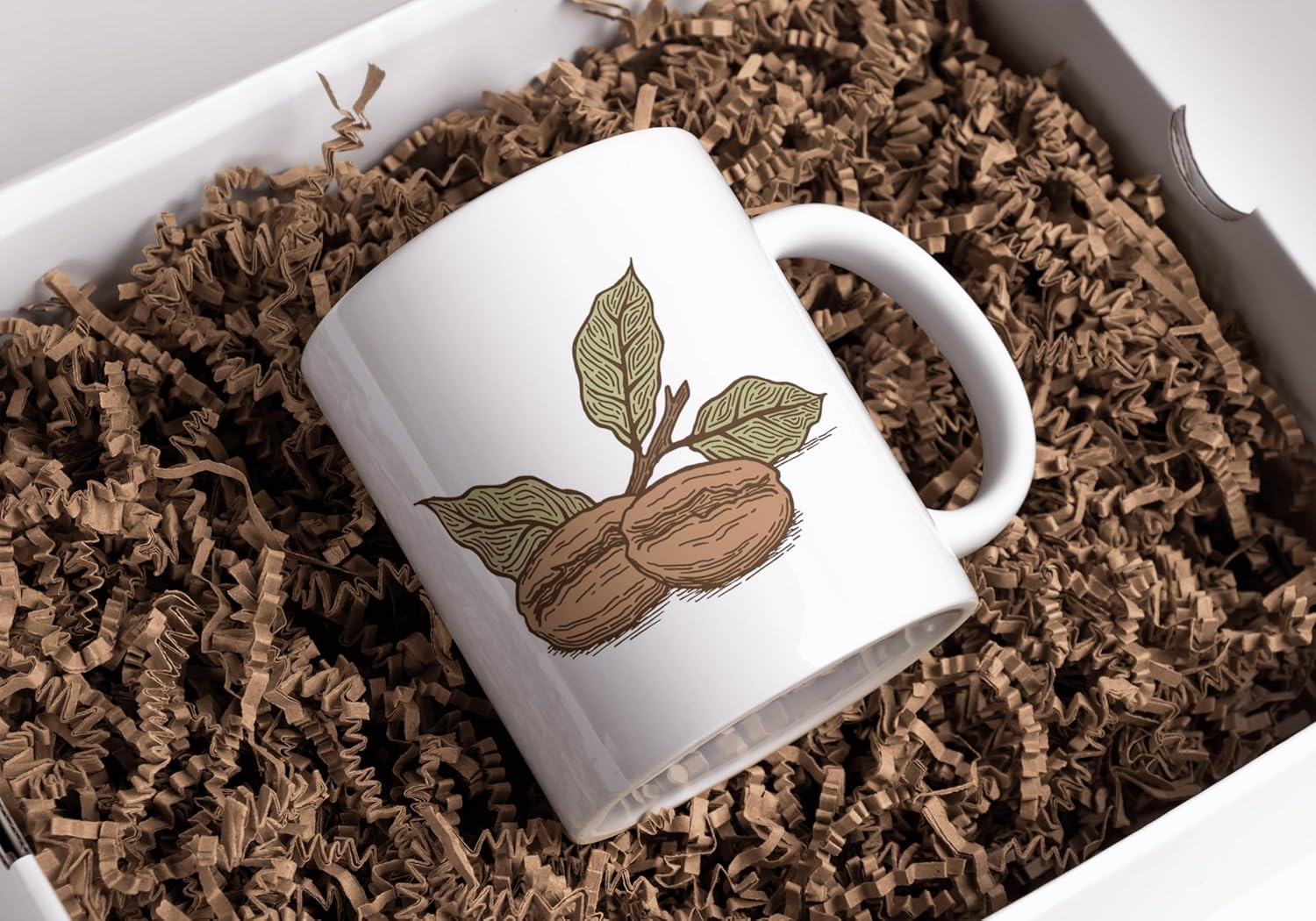 Rosa Mystica Designer Printed Coffee Mug/Cup for Coffee/Tea Lovers Vintage Theme Coffee Beans Print Ceramic Mug 300 ml - White